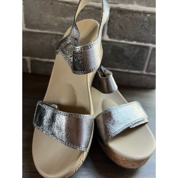 ABEO CORA Leather Sandals Size 8 With Cork Wedge Adjustable - Picture 11 of 15